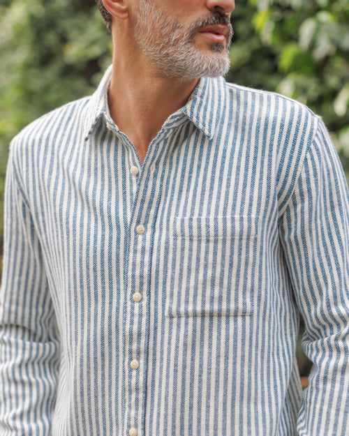 Cloud Flannel / Indigo Lines