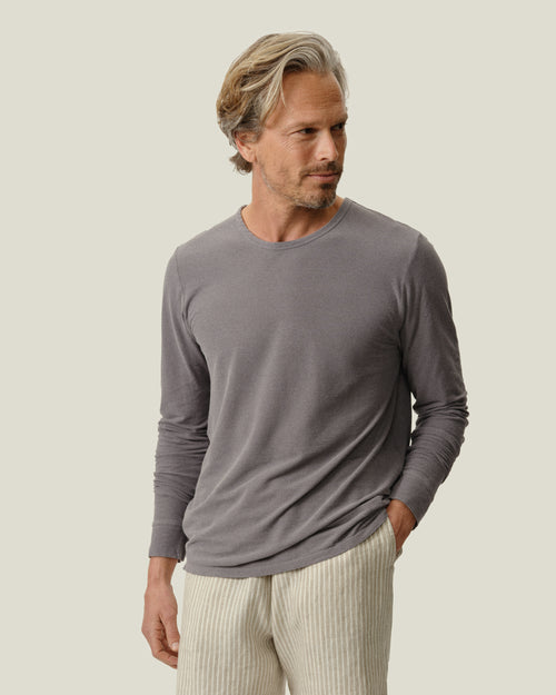 Long Sleeve Crepe Tee / Silver