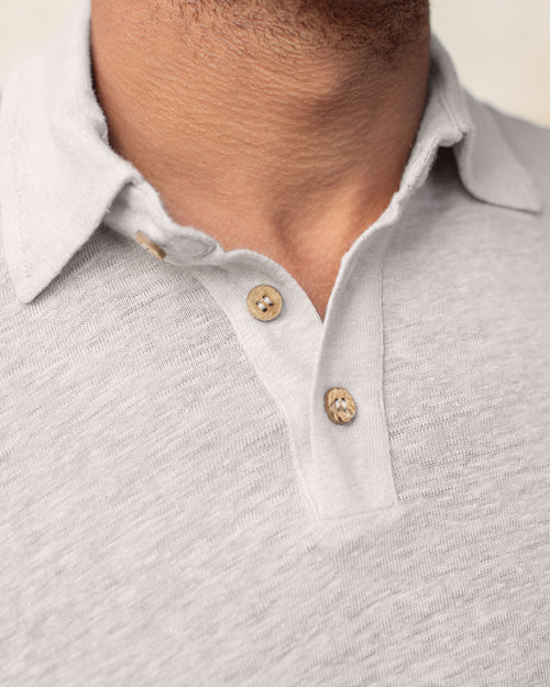 Long Sleeve Knit Polo / Bone