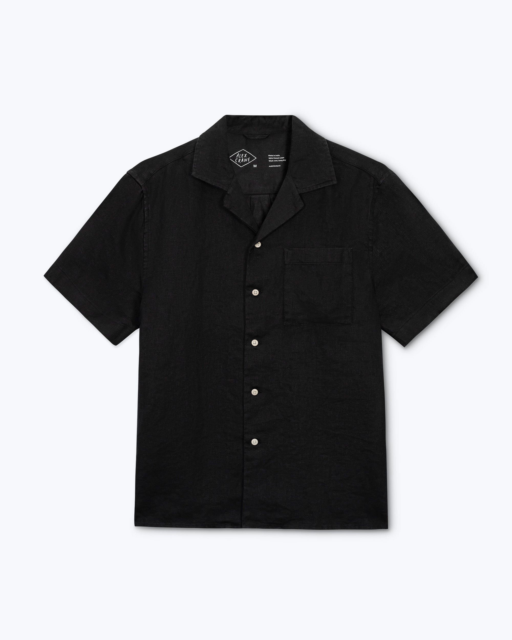 Camp Collar Linen Shirt - Sustainable French Linen / Black Night
