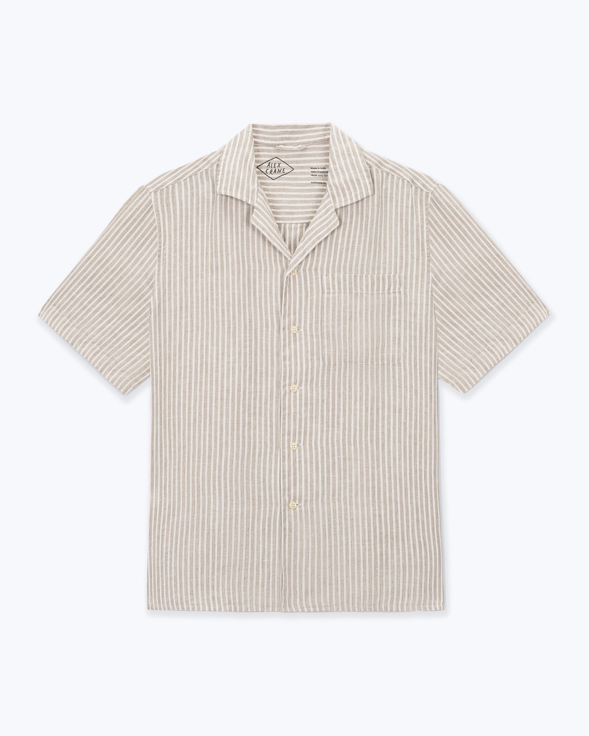 Camp Collar Linen Shirt - Sustainable French Linen / Natural and