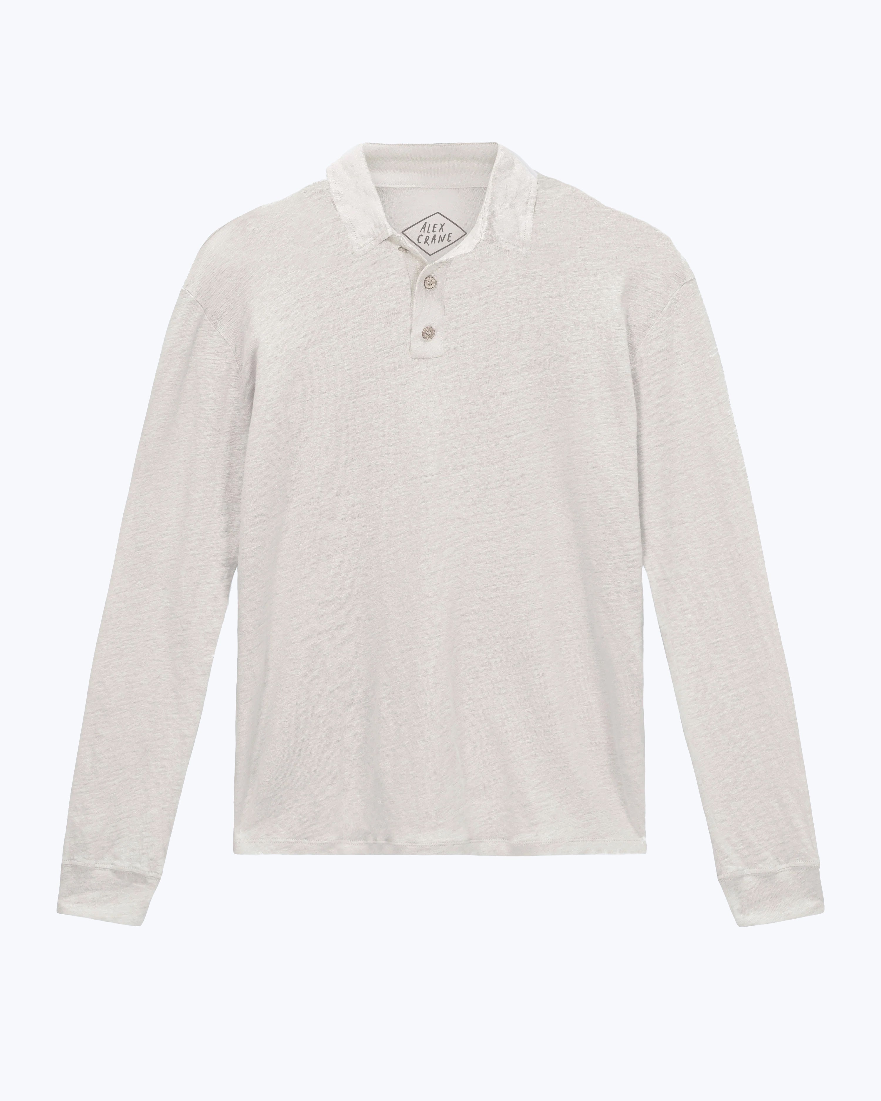 Long Sleeve Knit Polo / Bone – Alex Crane Long Sleeve Knit Polo / Bone – Alex Crane