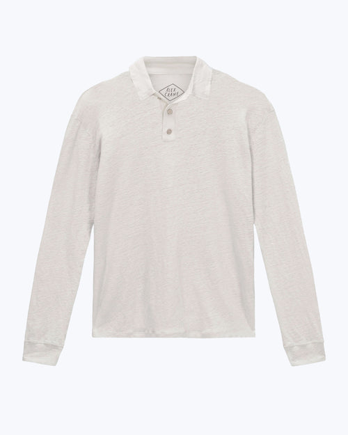 Long Sleeve Knit Polo / Bone