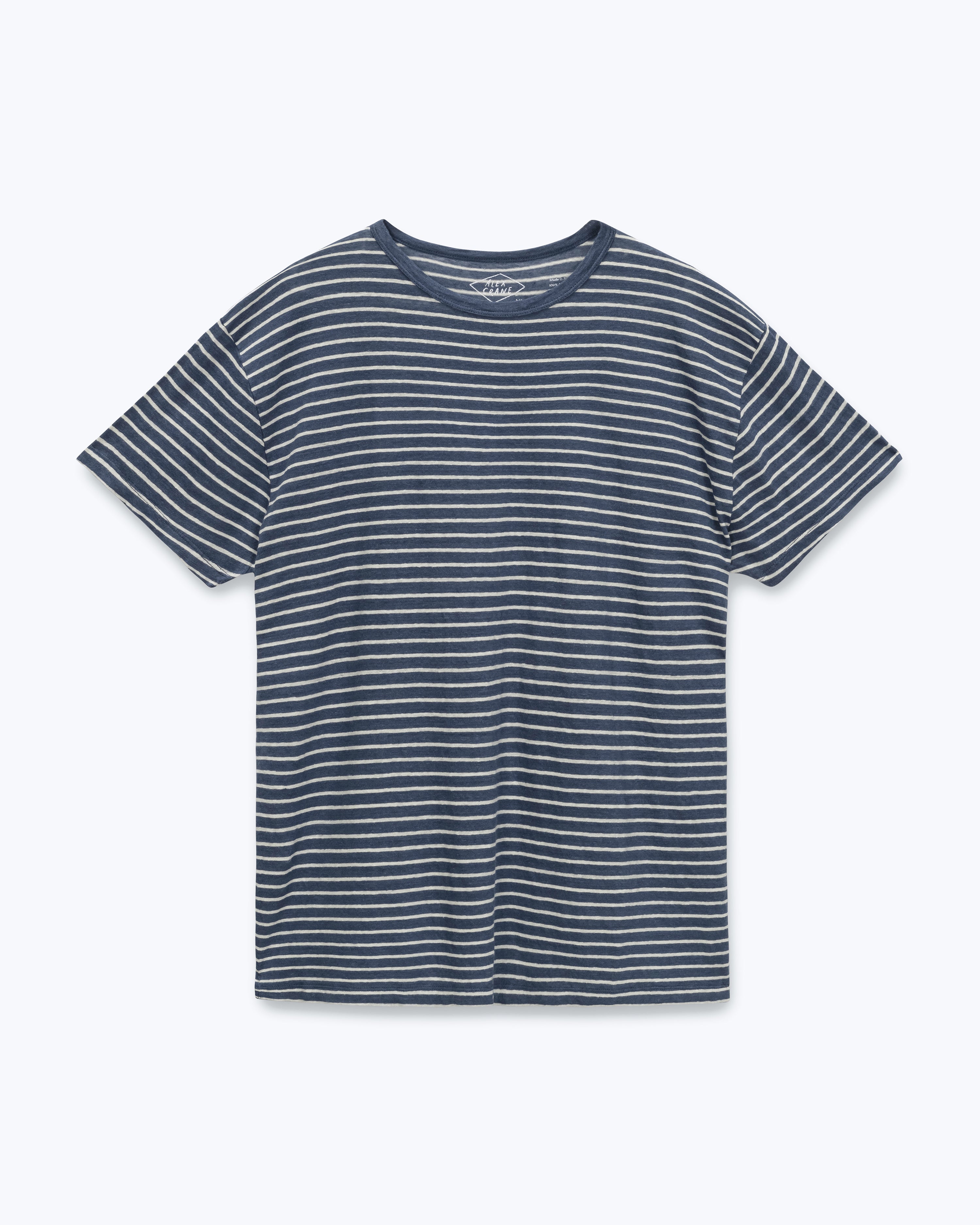 Sun Knit Linen T-Shirt - Sustainable French Linen / Blue and White