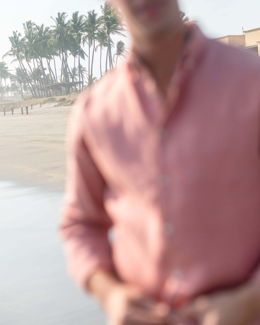 Playa Linen Button-Down Shirt - Sustainable French Linen / Faded Pink Watermelon