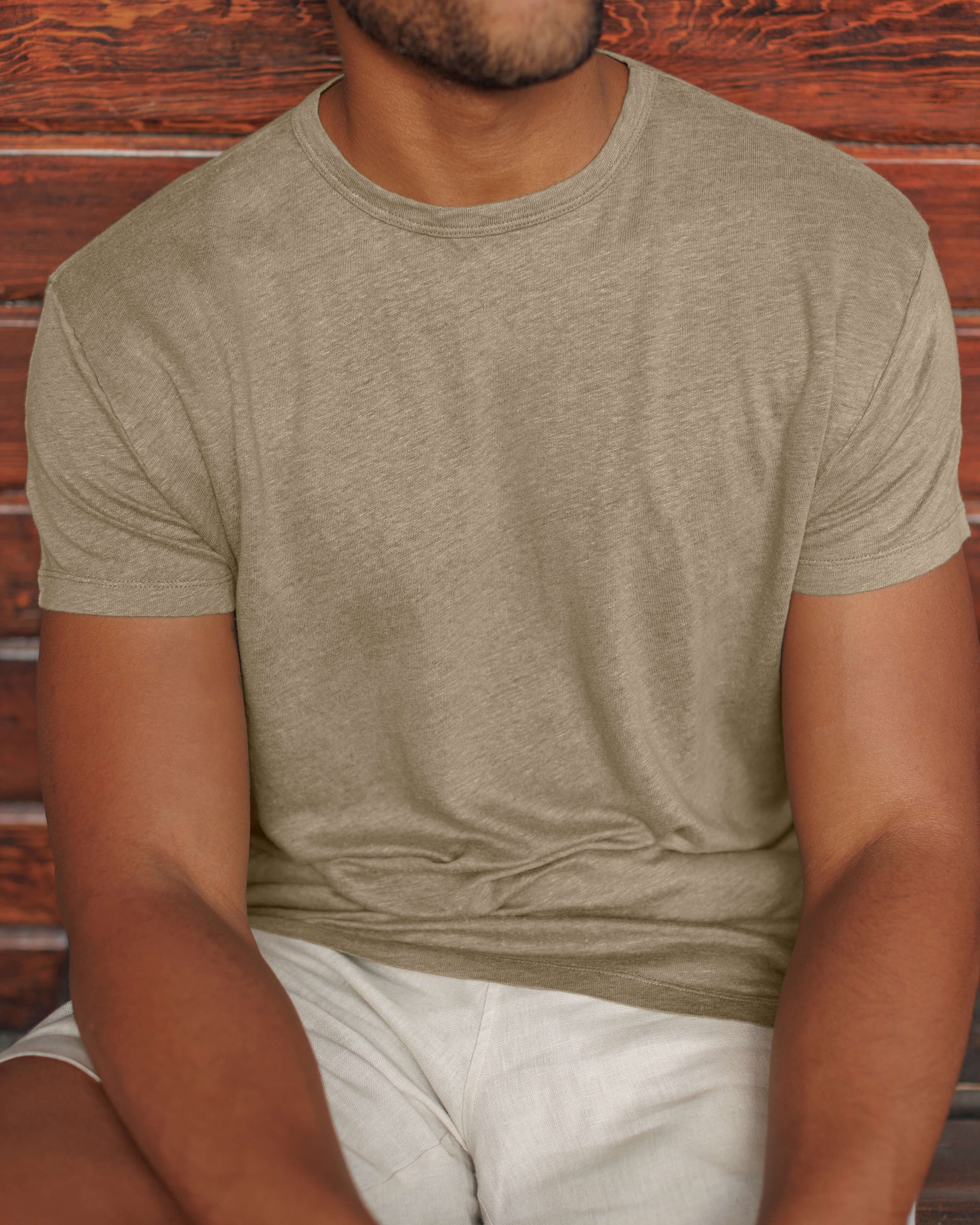 Sun Knit Linen T-Shirt - Sustainable French Linen / Brownish Green Tank