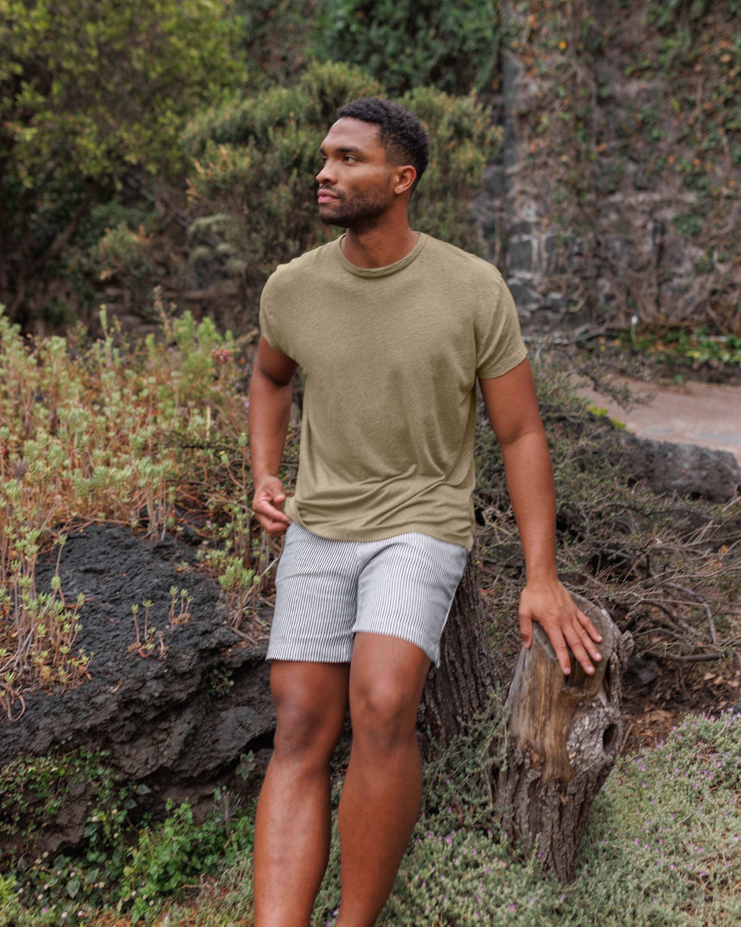Sun Knit Linen T-Shirt - Sustainable French Linen / Brownish Green Tank