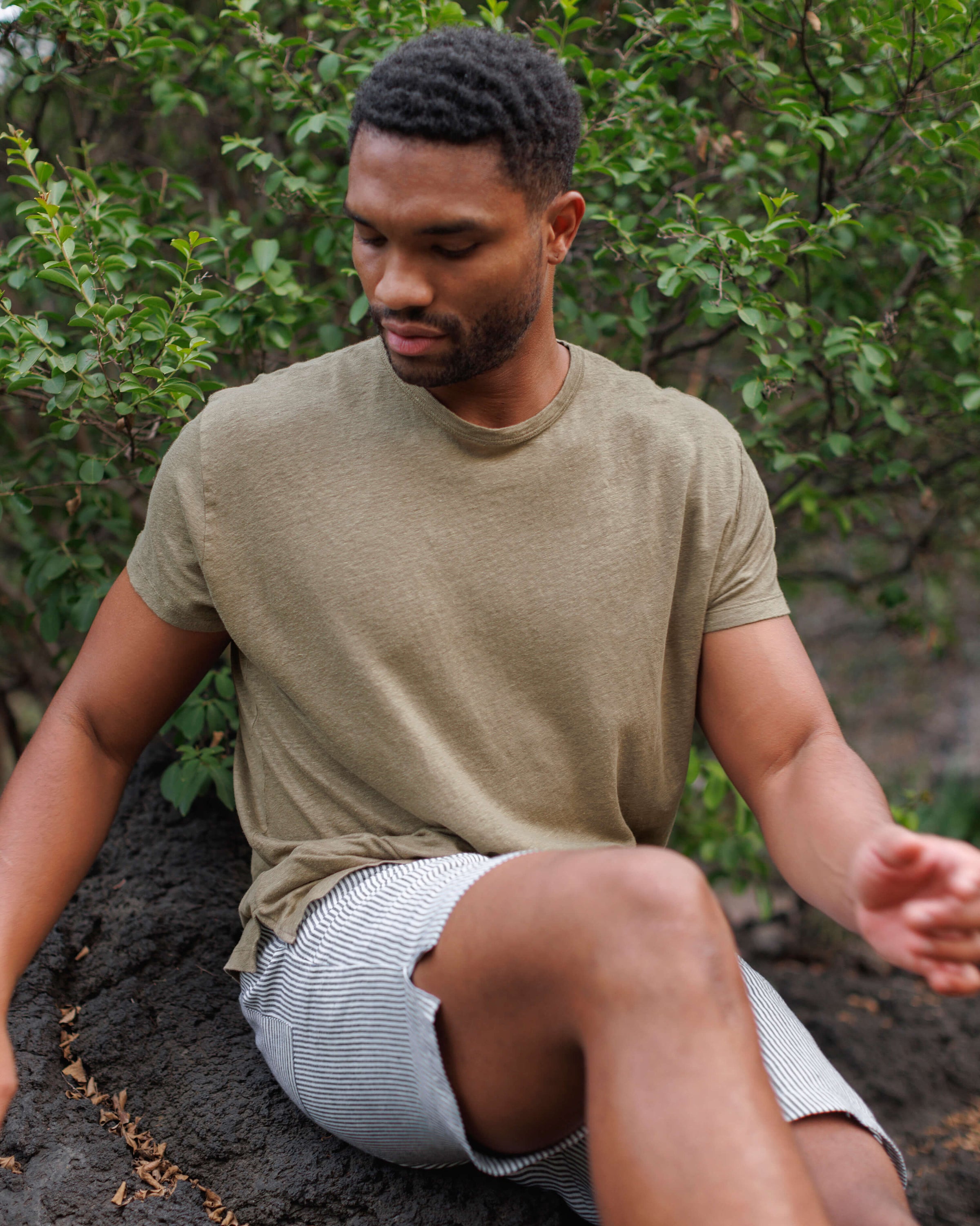 Sun Knit Linen T-Shirt - Sustainable French Linen / Brownish Green Tank