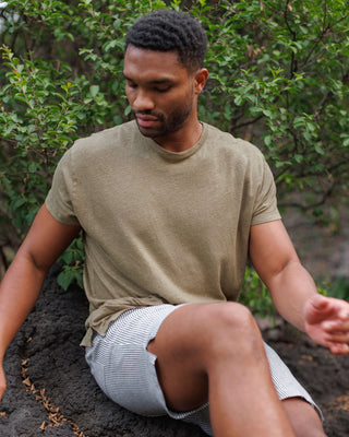 Sun Knit Linen T-Shirt - Sustainable French Linen / Brownish Green Tank