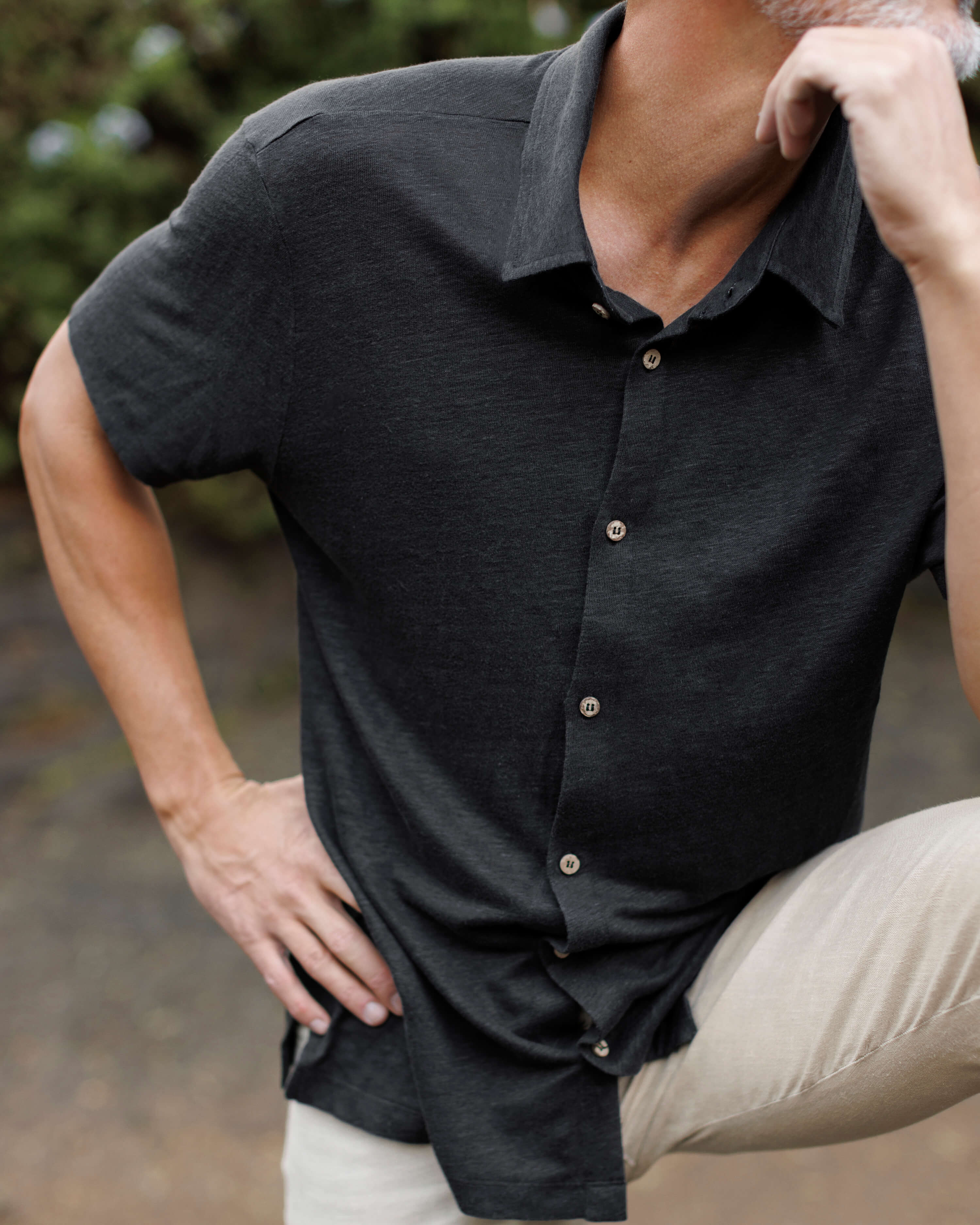 Knit Ola Linen Short Sleeve Button Up Shirt - Sustainable French