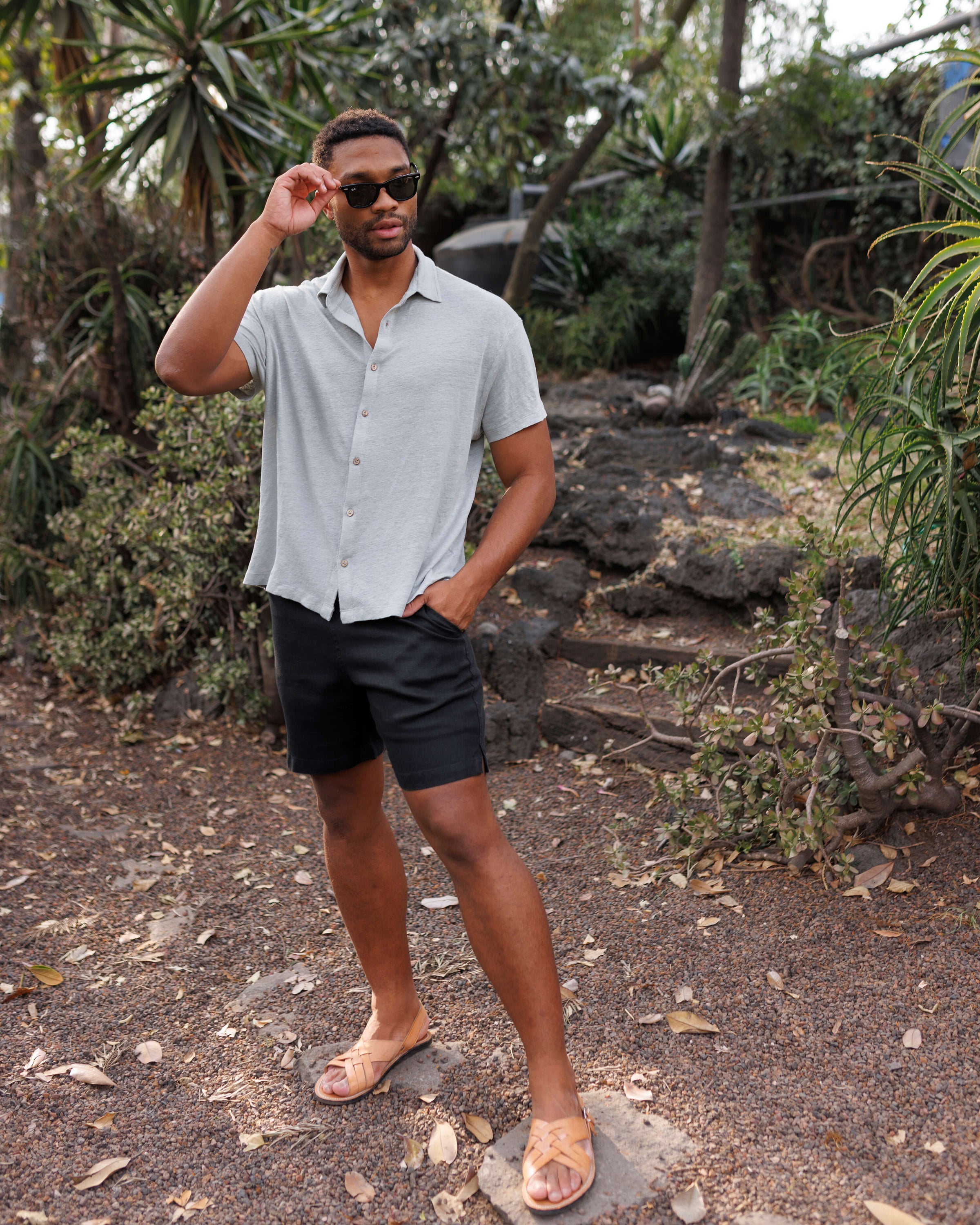 Knit Ola Linen Short Sleeve Button Up Shirt - Sustainable French Linen / Faded Silver Steel
