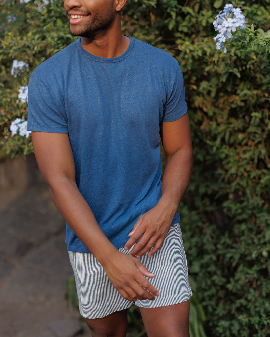 Sun Knit Linen T-Shirt - Sustainable French Linen / Deep Ocean Blue