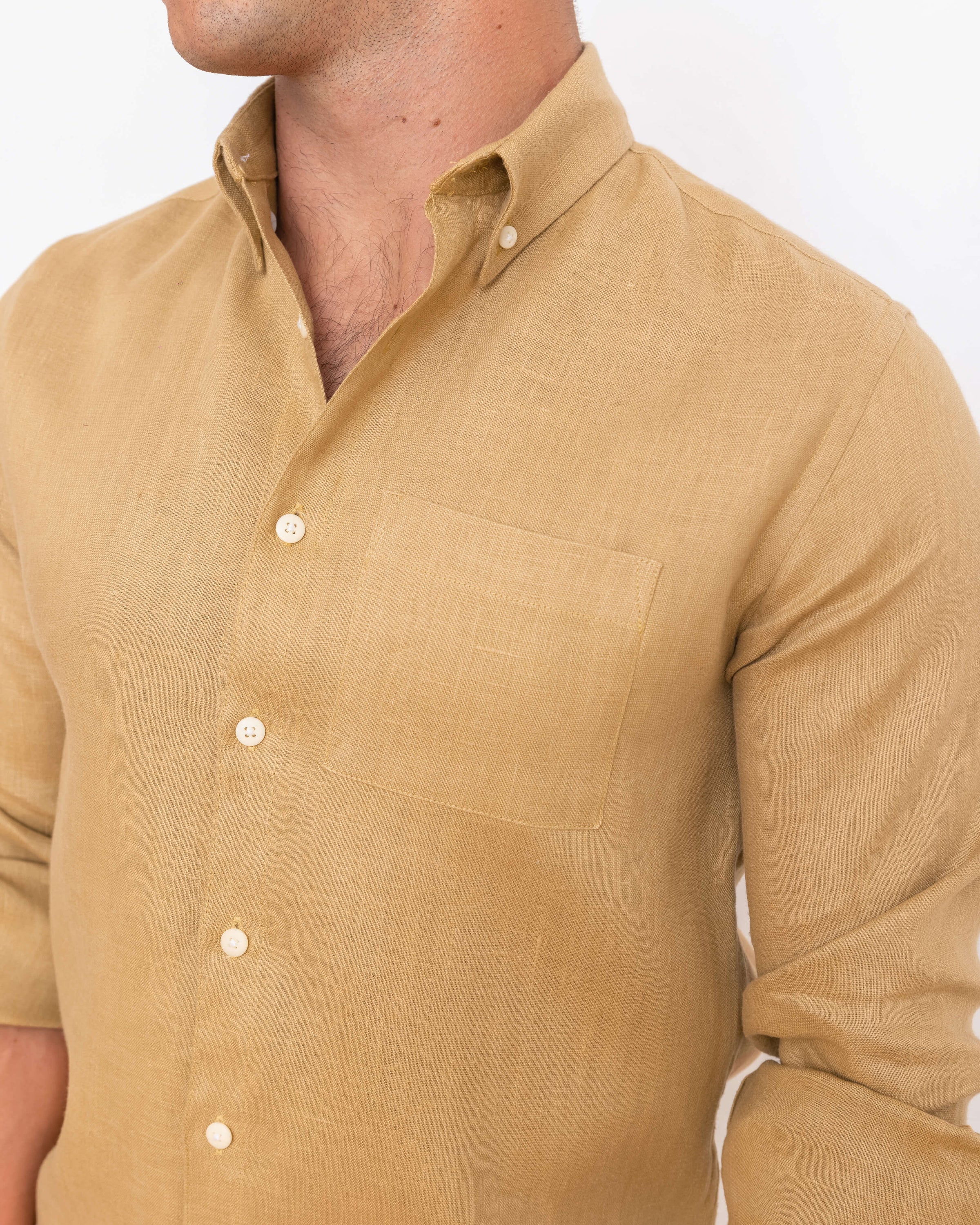 Playa Linen Button-Down Shirt - Sustainable French Linen / Gold Yellow