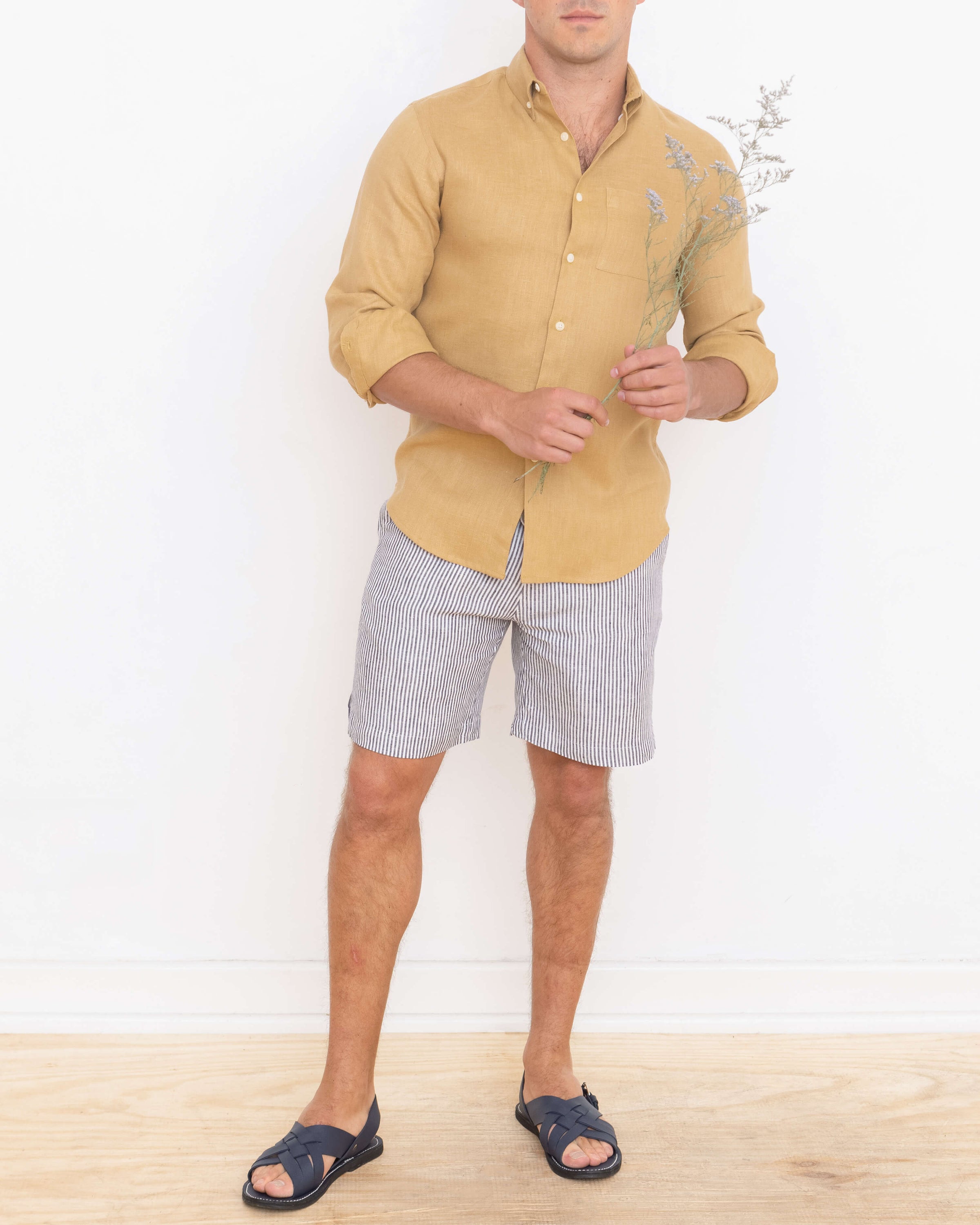 Playa Linen Button-Down Shirt - Sustainable French Linen / Gold Yellow