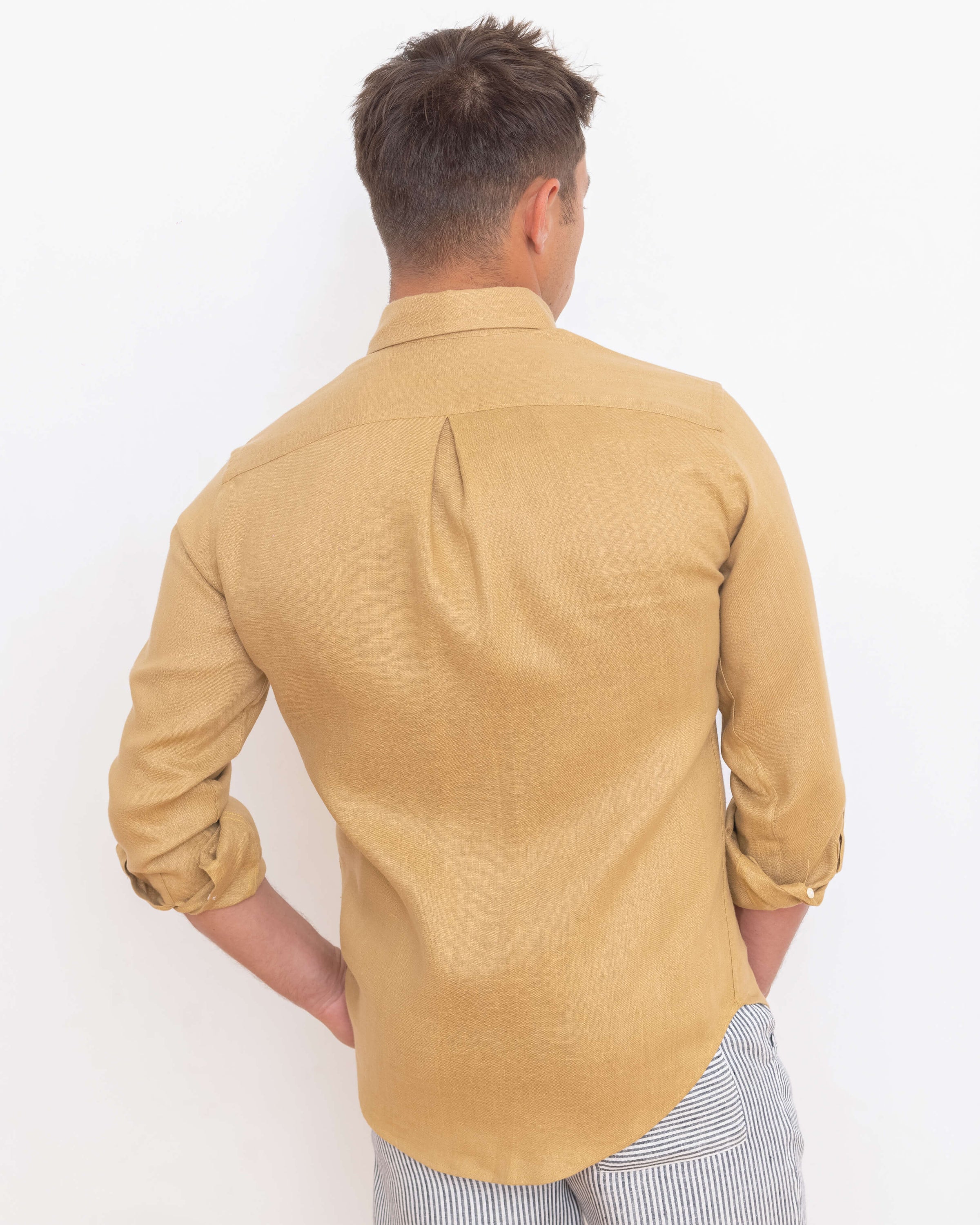 Playa Linen Button-Down Shirt - Sustainable French Linen / Gold Yellow