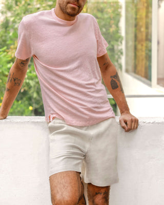 Sun Knit Linen T-Shirt - Sustainable French Linen / Faded Pink Watermelon