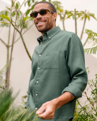 Men's Linen Playa Shirt XL in Green by Alex Crane | Men's Apparel Men's Linen Playa Shirt XL in Green by Alex Crane | Men's Apparel