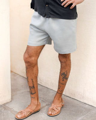 Bo Linen Drawstring Shorts - Sustainable French Linen / Faded Silver Steel