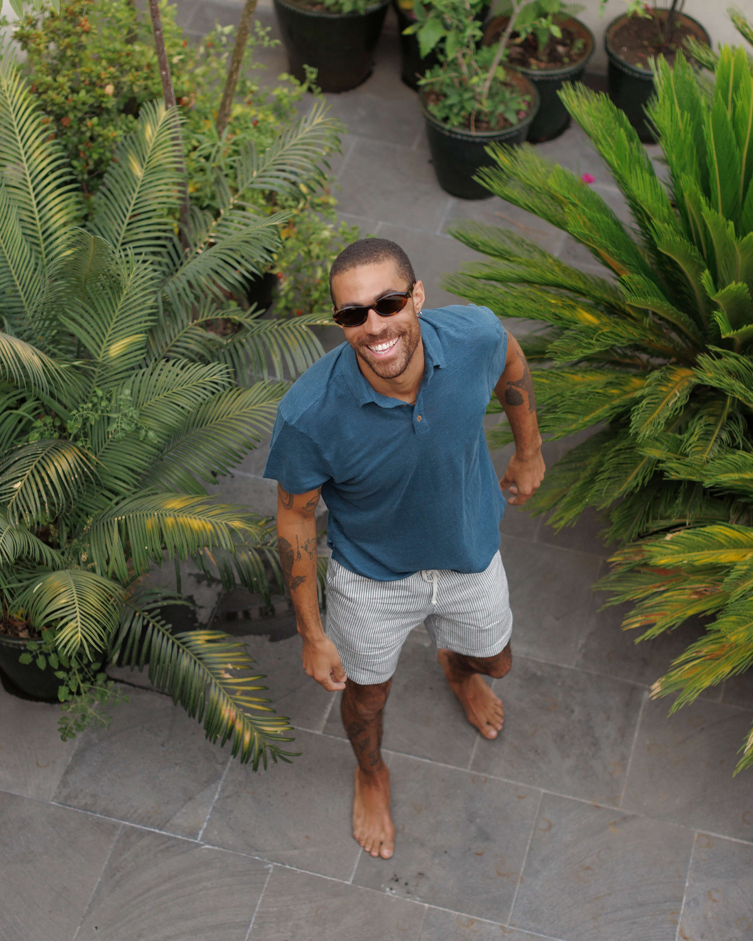 Knit Polo Linen Short Sleeve Polo - Sustainable French Linen / Dusk Blue