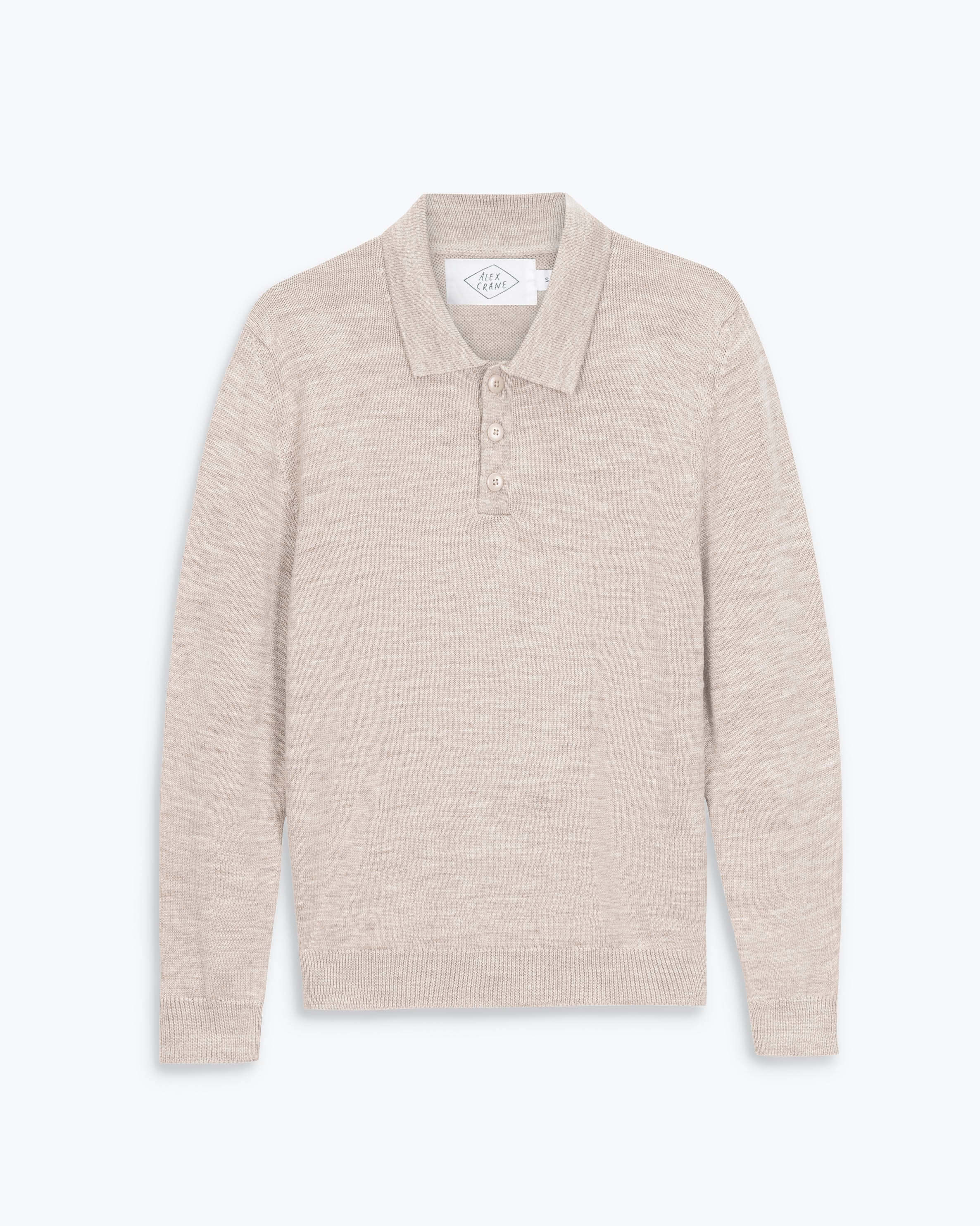 Achor Organic Merino Wool Long Sleeve Polo / Natural Bone