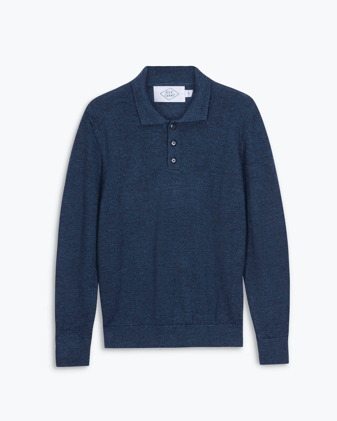 Achor Organic Merino Wool Long Sleeve Polo / Deep Blue Indigo