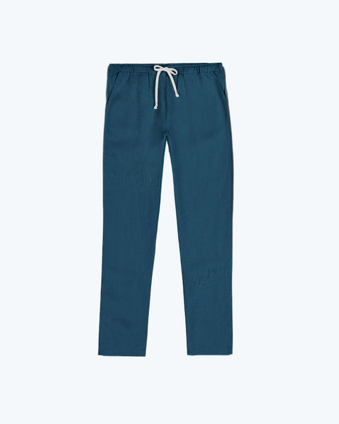 Bo Linen Drawstring Pants - Sustainable French Linen / Dusk Blue