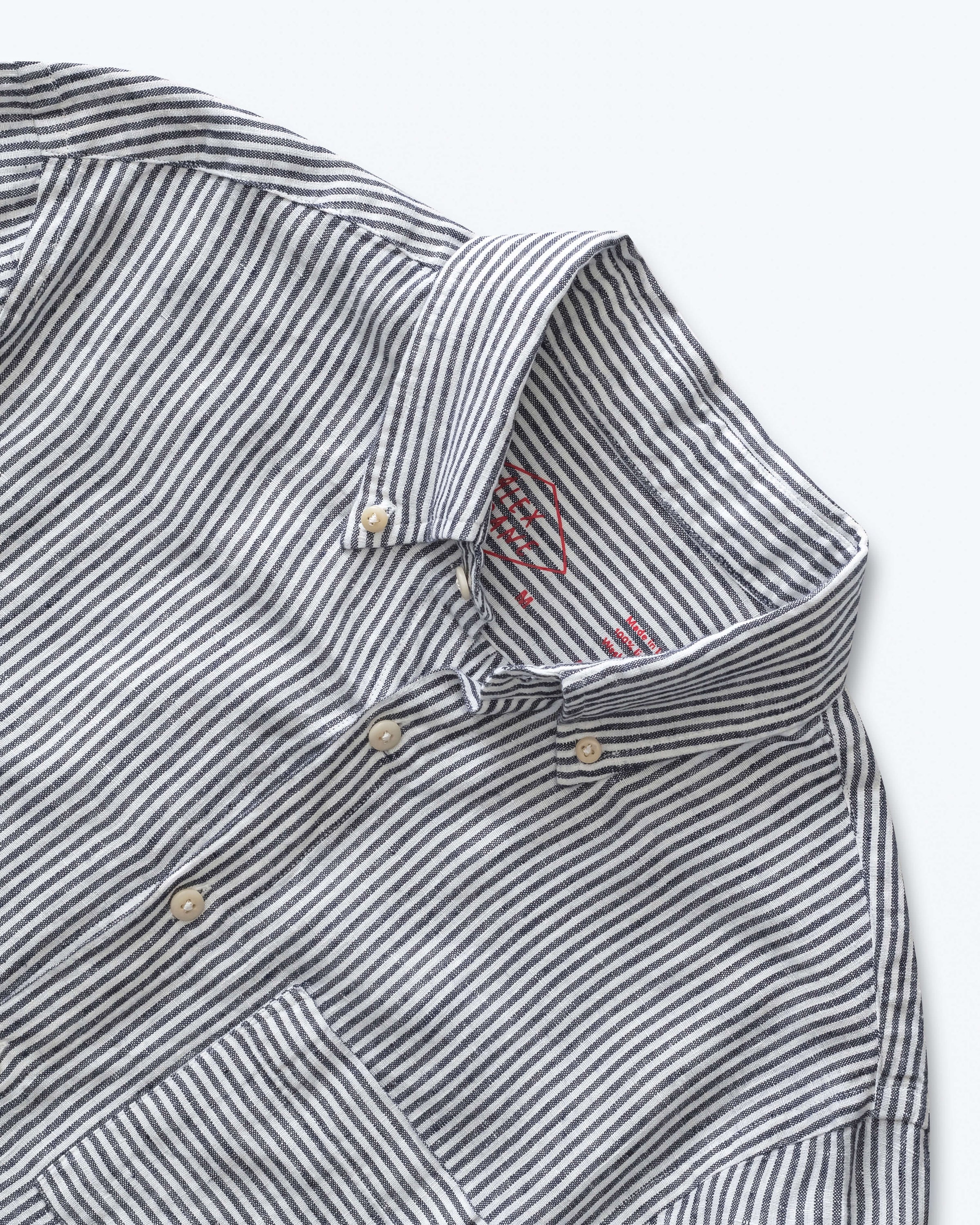 Playa Linen Button-Down Shirt - Sustainable French Linen / Blue and White Stripe Lines