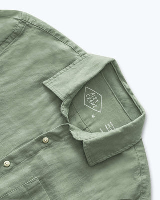 Ola Linen Short Sleeve Shirt - Sustainable French Linen / Light Green Moss