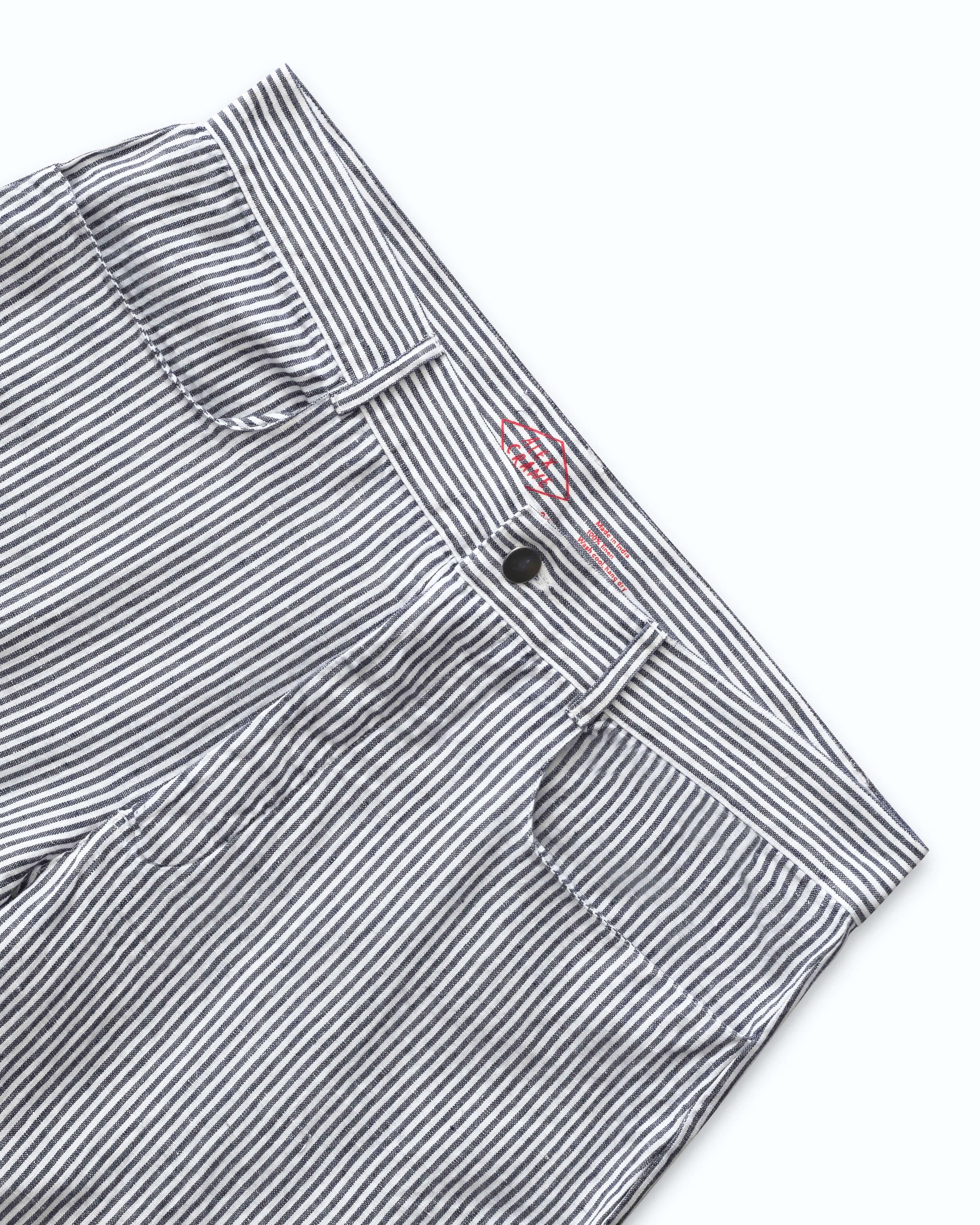Cham Linen Pants - Sustainable French Linen / Blue and White Stripe Lines
