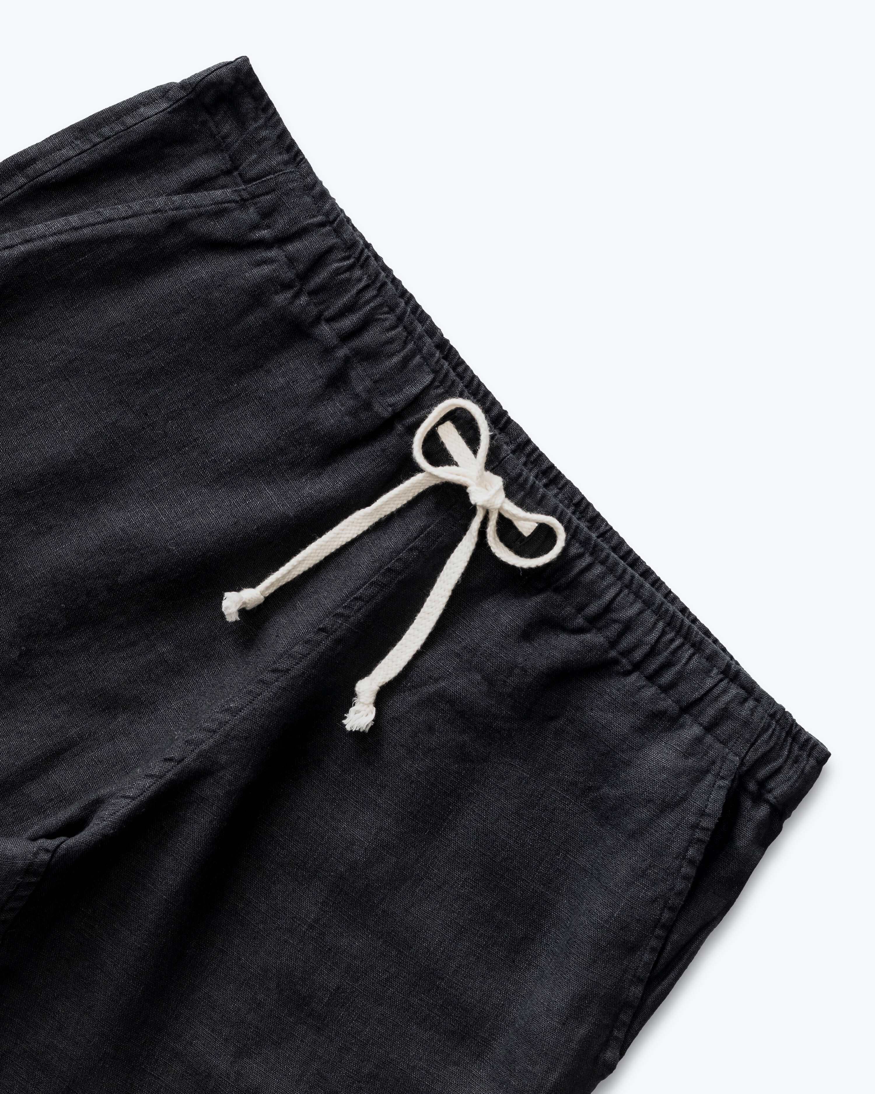 Bo Linen Drawstring Pants - Sustainable French Linen / Black Night