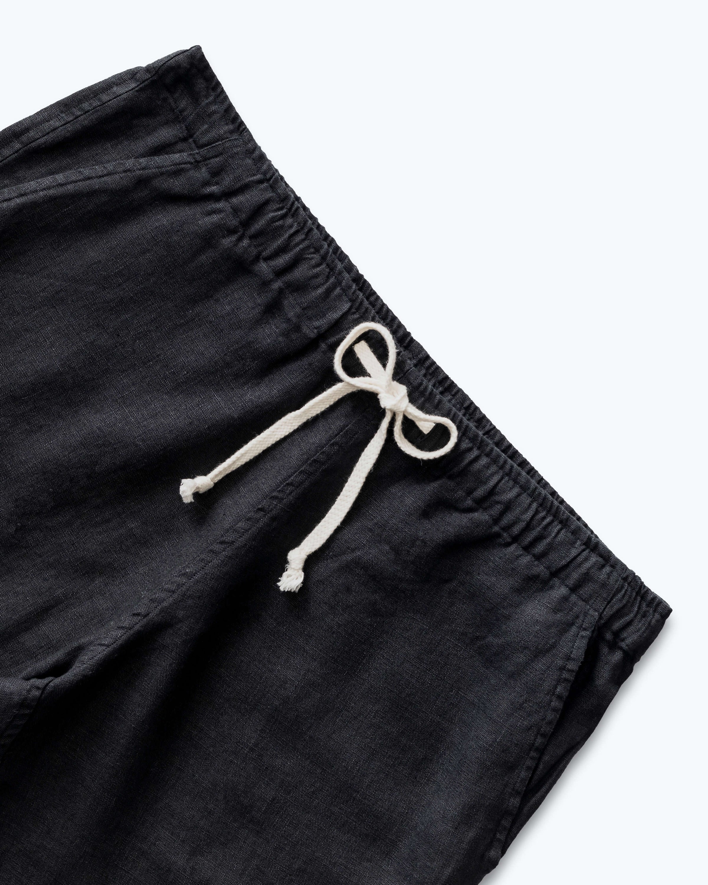 Bo Linen Drawstring Pants - Sustainable French Linen / Black Night