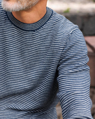 Campo Organic Merino Wool Sweater / Blue and White Stripe Indigo Lines