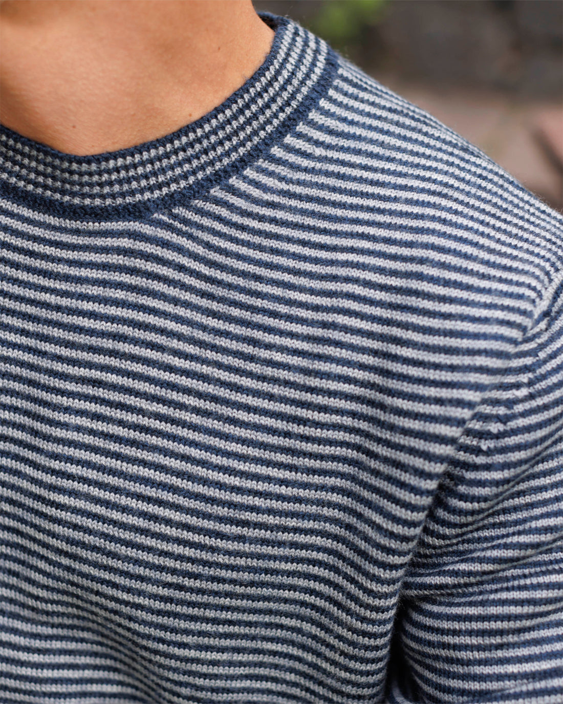 Campo Organic Merino Wool Sweater / Blue and White Stripe Indigo Lines