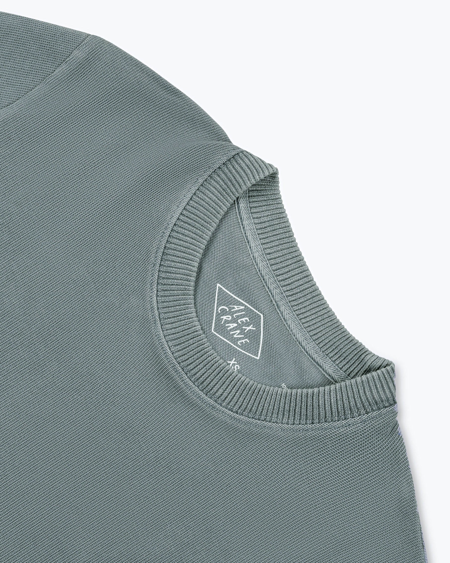Caza Slubbly Organic Cotton Crewneck Sweatshirt / Faded Green
