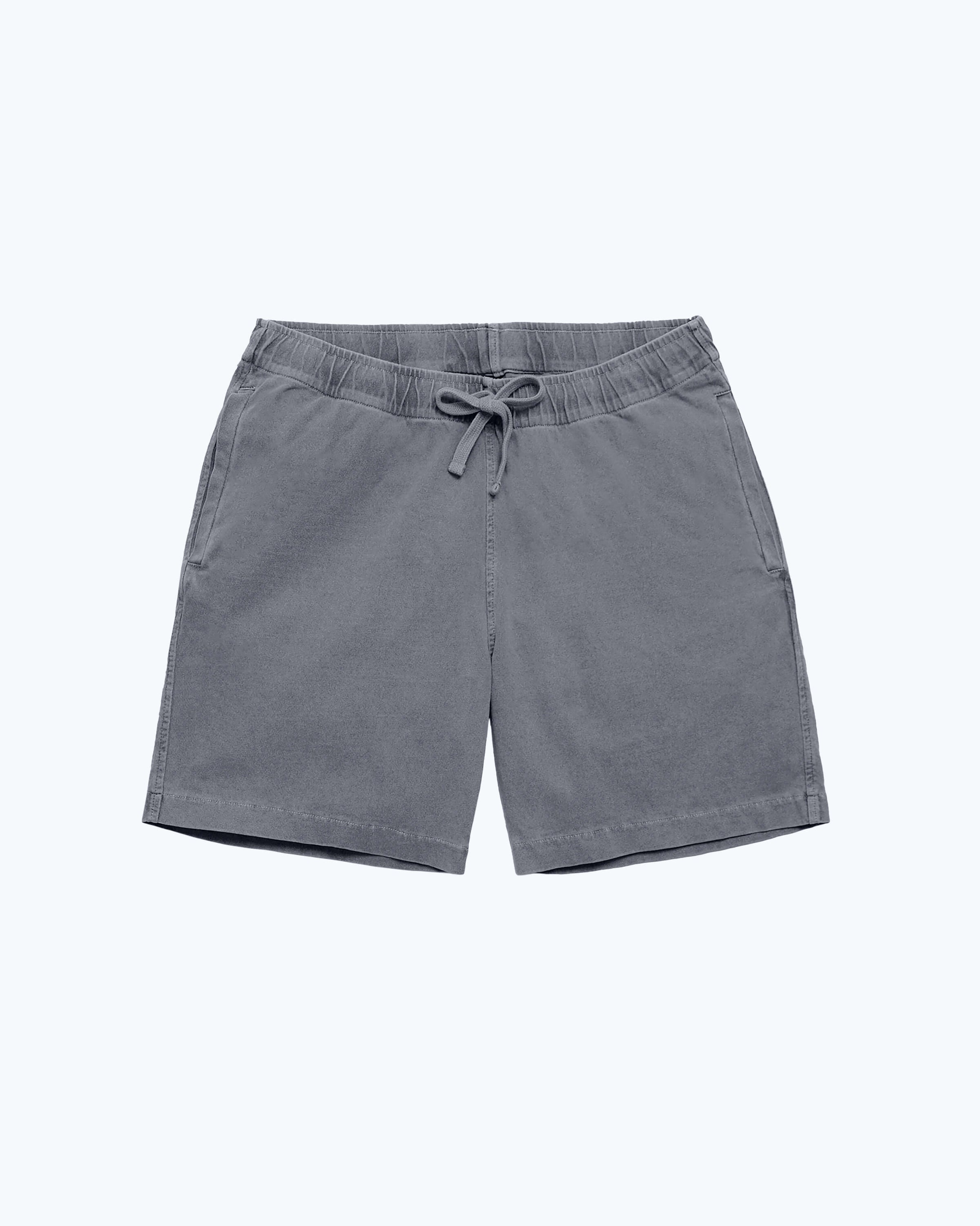 Caza Slubbly Organic Cotton Drawstring Shorts / Faded Grey Slate