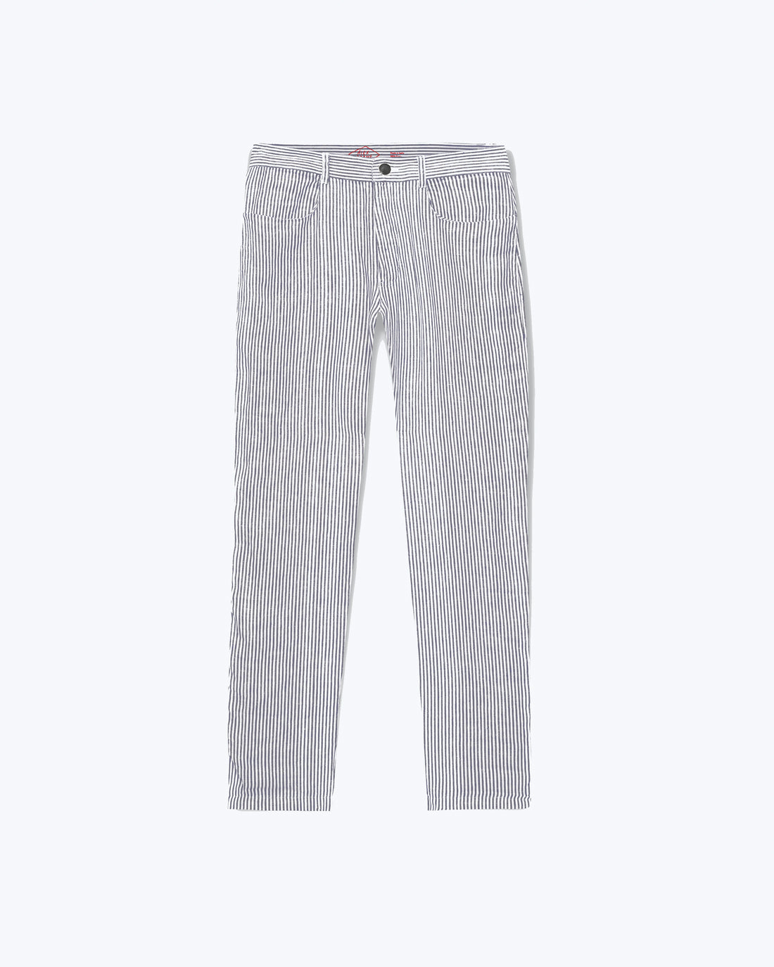 Cham Linen Pants - Sustainable French Linen / Blue and White Stripe Lines