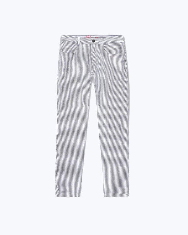 Cham Linen Pants - Sustainable French Linen / Blue and White Stripe Lines