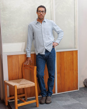 Cloud Flannel / Indigo Lines