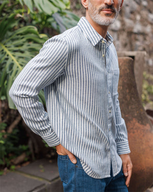 Cloud Flannel / Indigo Lines