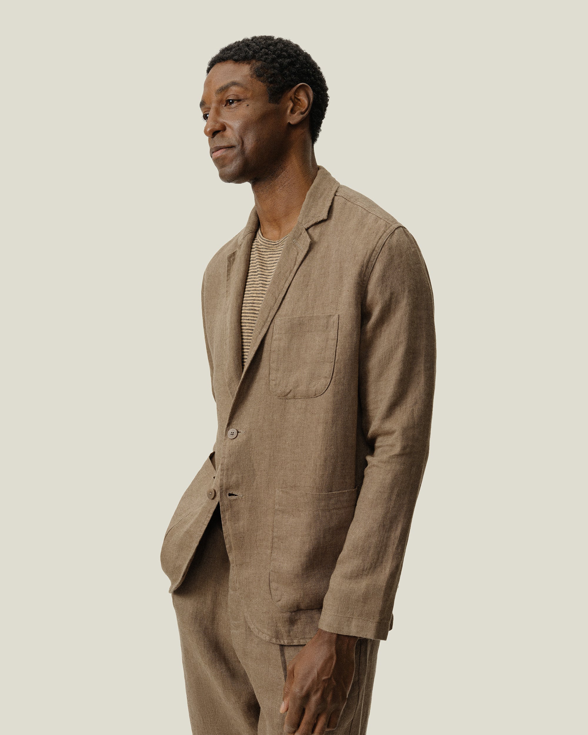 Alta Linen Unstructured Blazer / Brown Chai Twill – Alex Crane