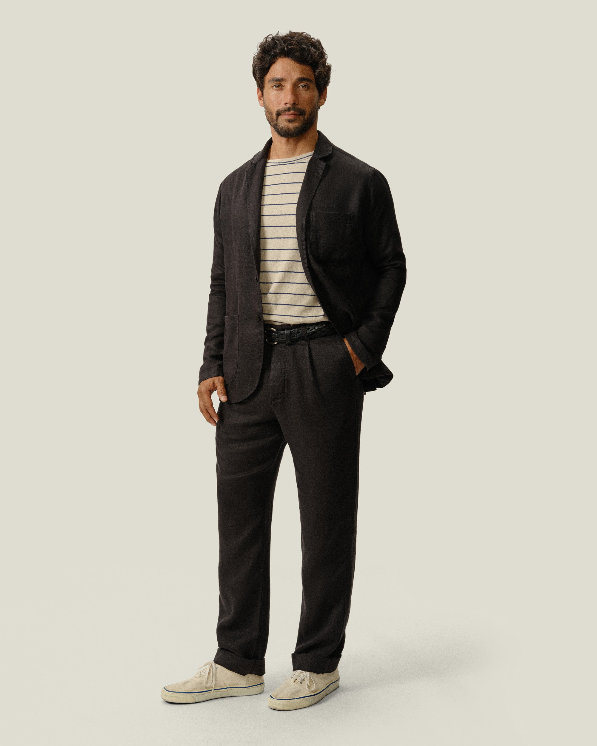 Alta Linen Unstructured Blazer / Black Night – Alex Crane