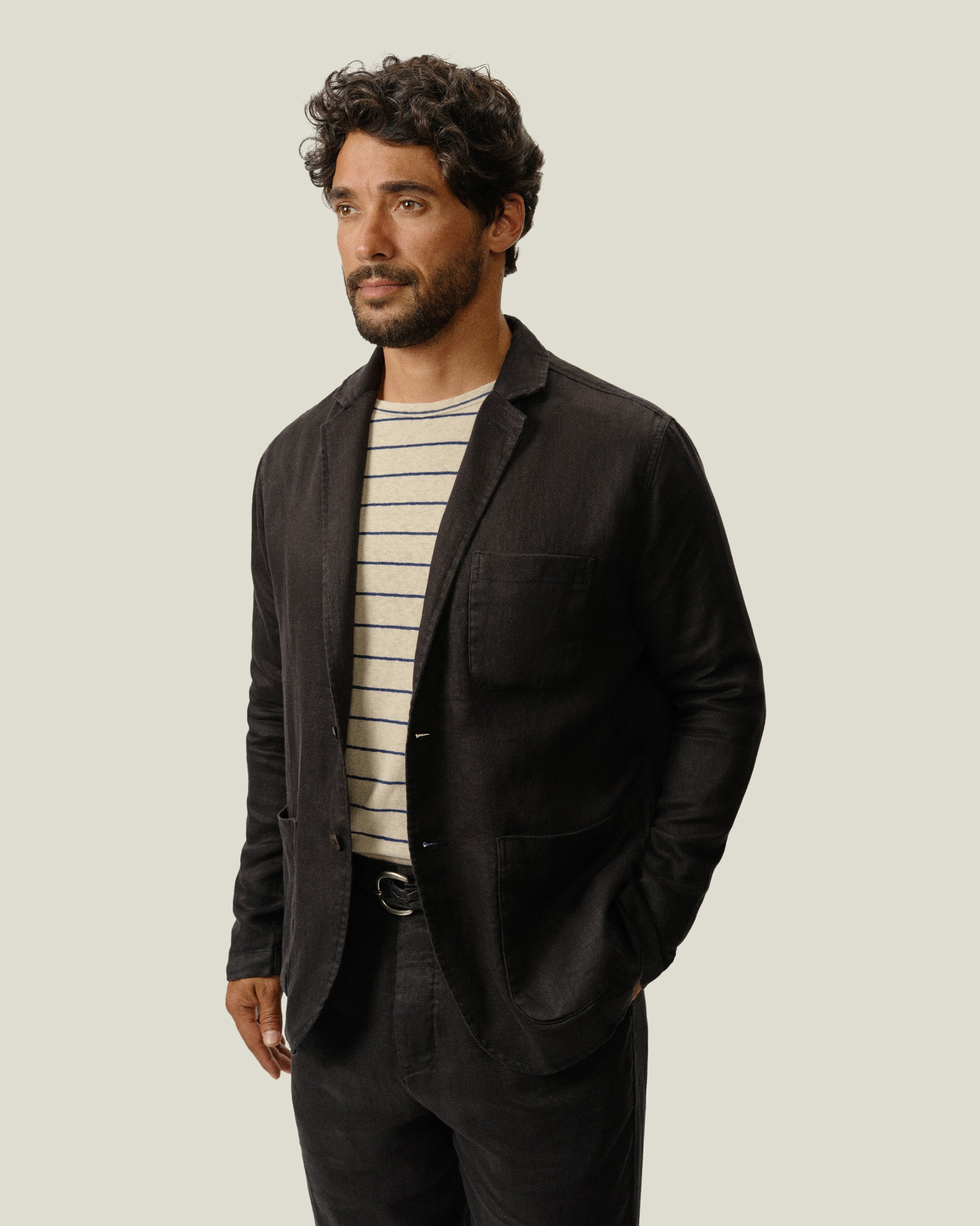 Alta Linen Unstructured Blazer / Black Night – Alex Crane