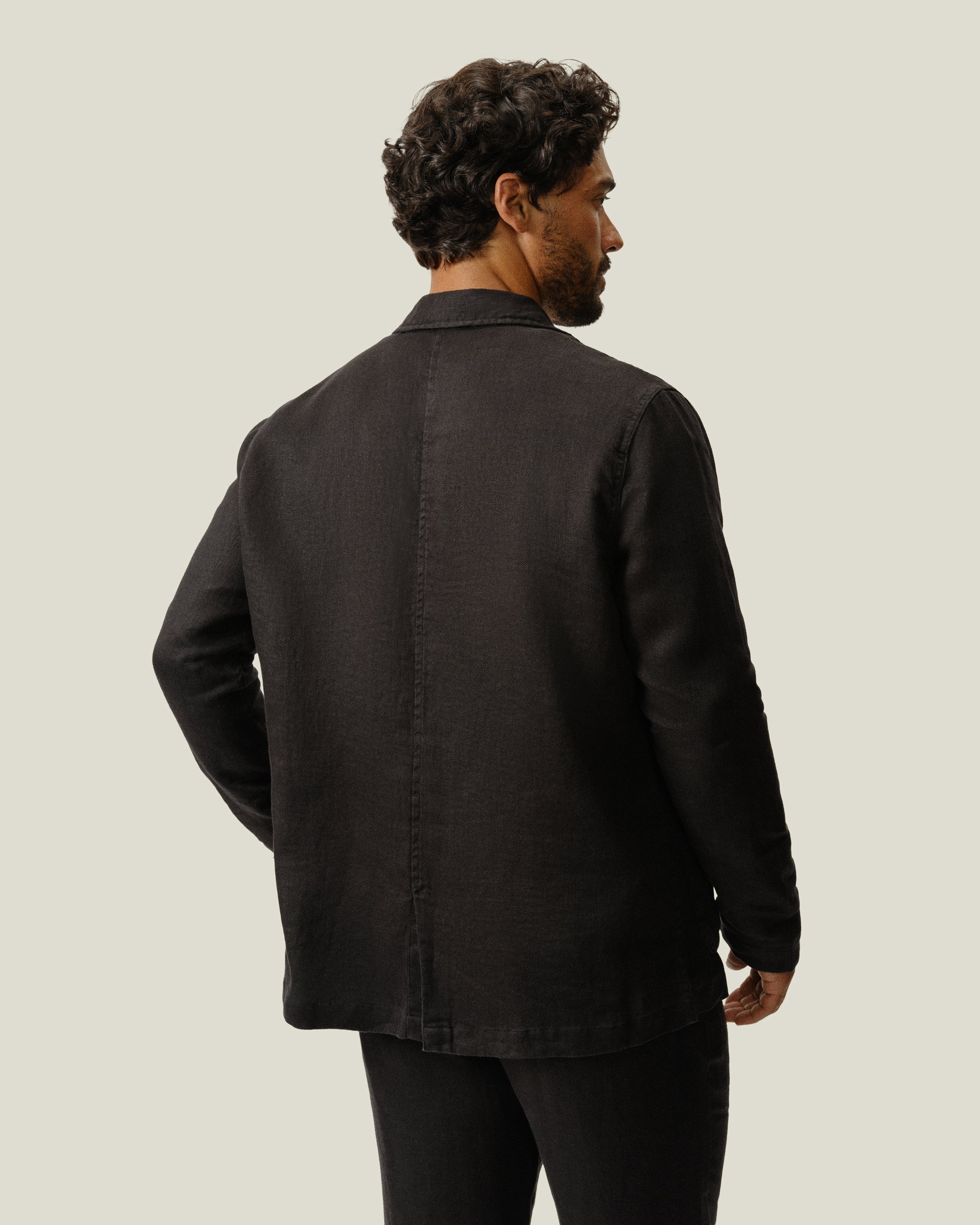 Alta Linen Unstructured Blazer / Black Night – Alex Crane
