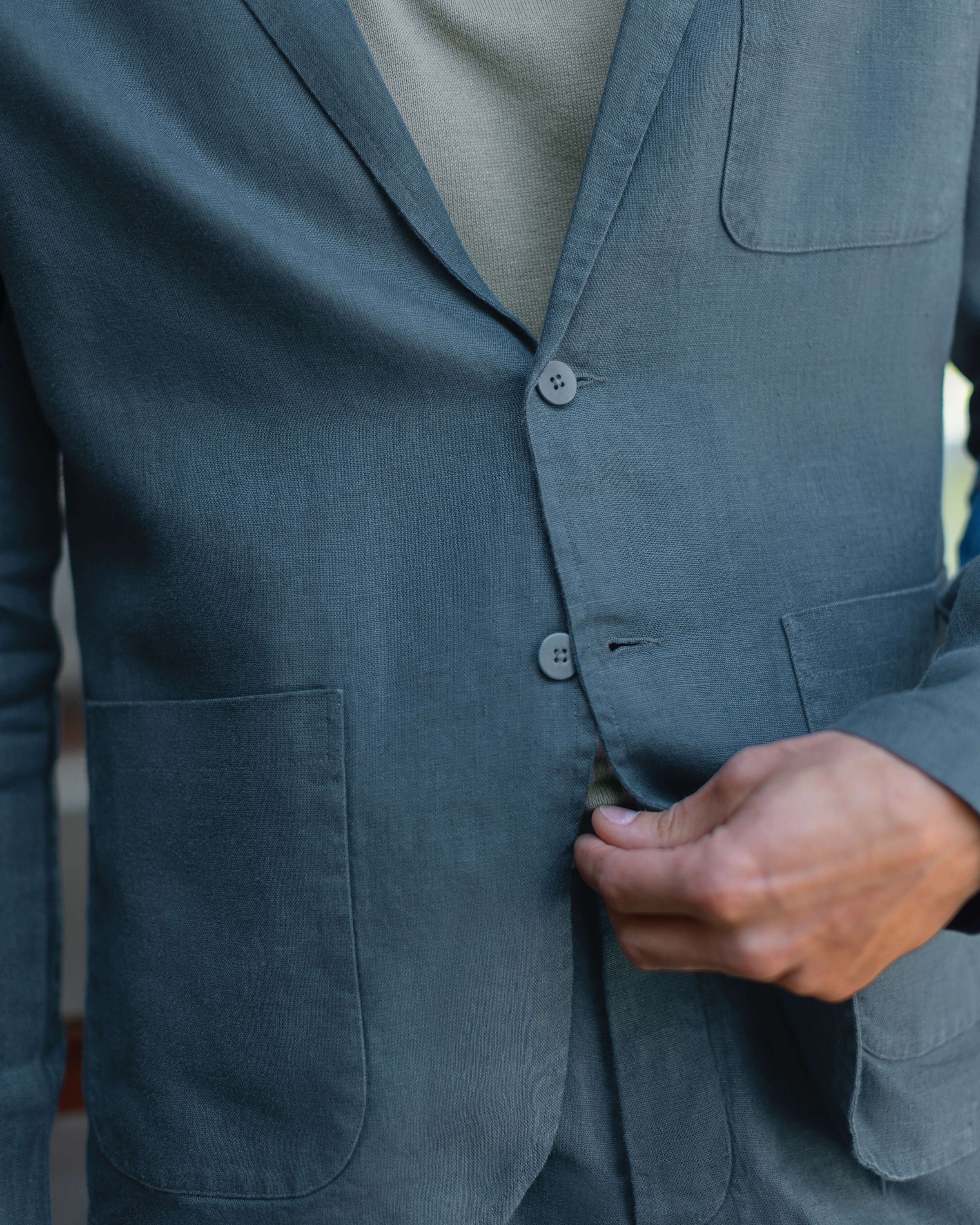 Alta Linen Unstructured Blazer / Dusk Blue