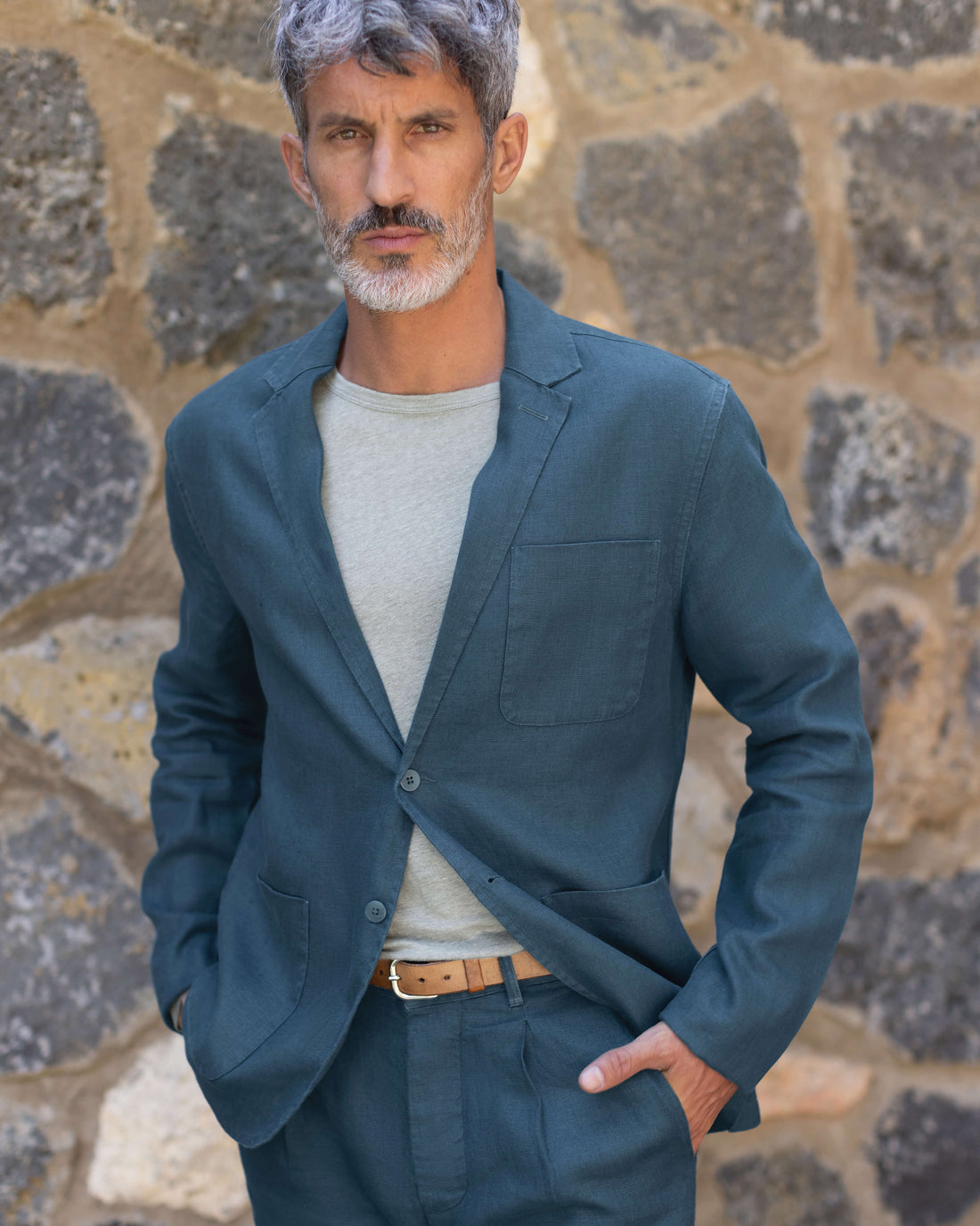 Alta Linen Unstructured Blazer / Dusk Blue