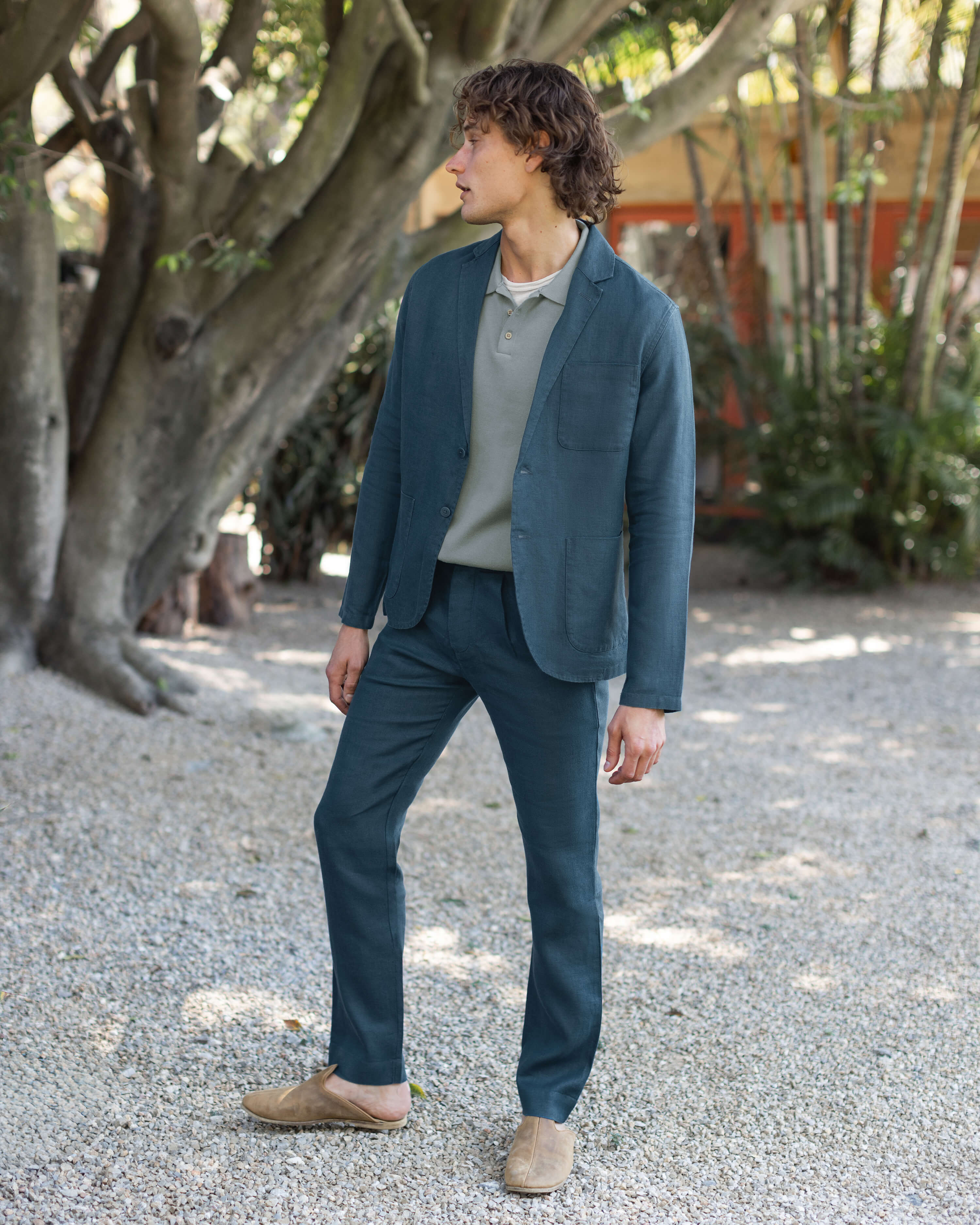Alta Linen Unstructured Blazer / Dusk Blue – Alex Crane