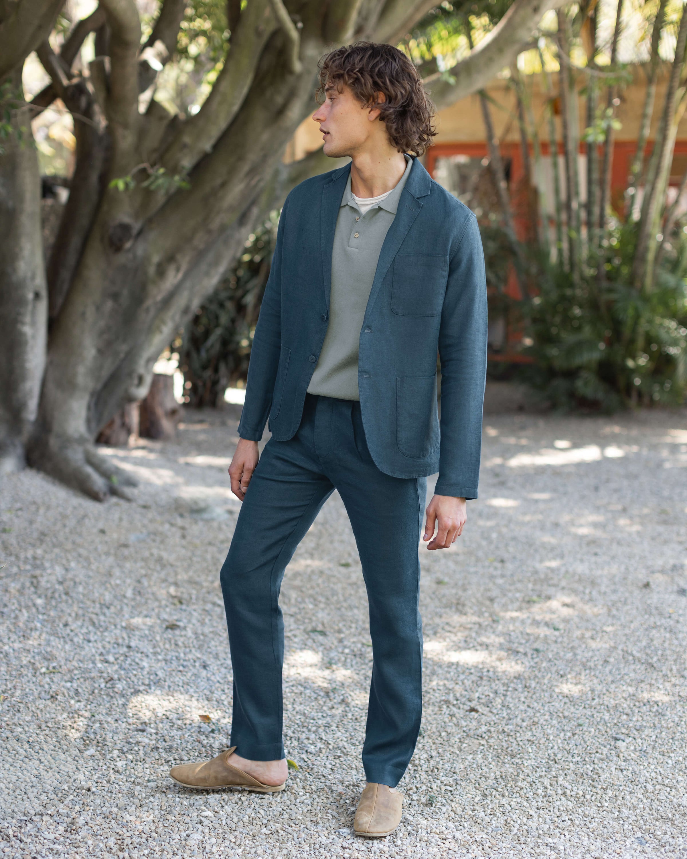 Alta Linen Unstructured Blazer / Dusk Blue