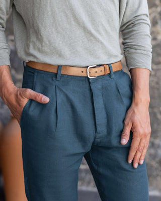 Alta Linen Pleated Trousers / Dusk Blue