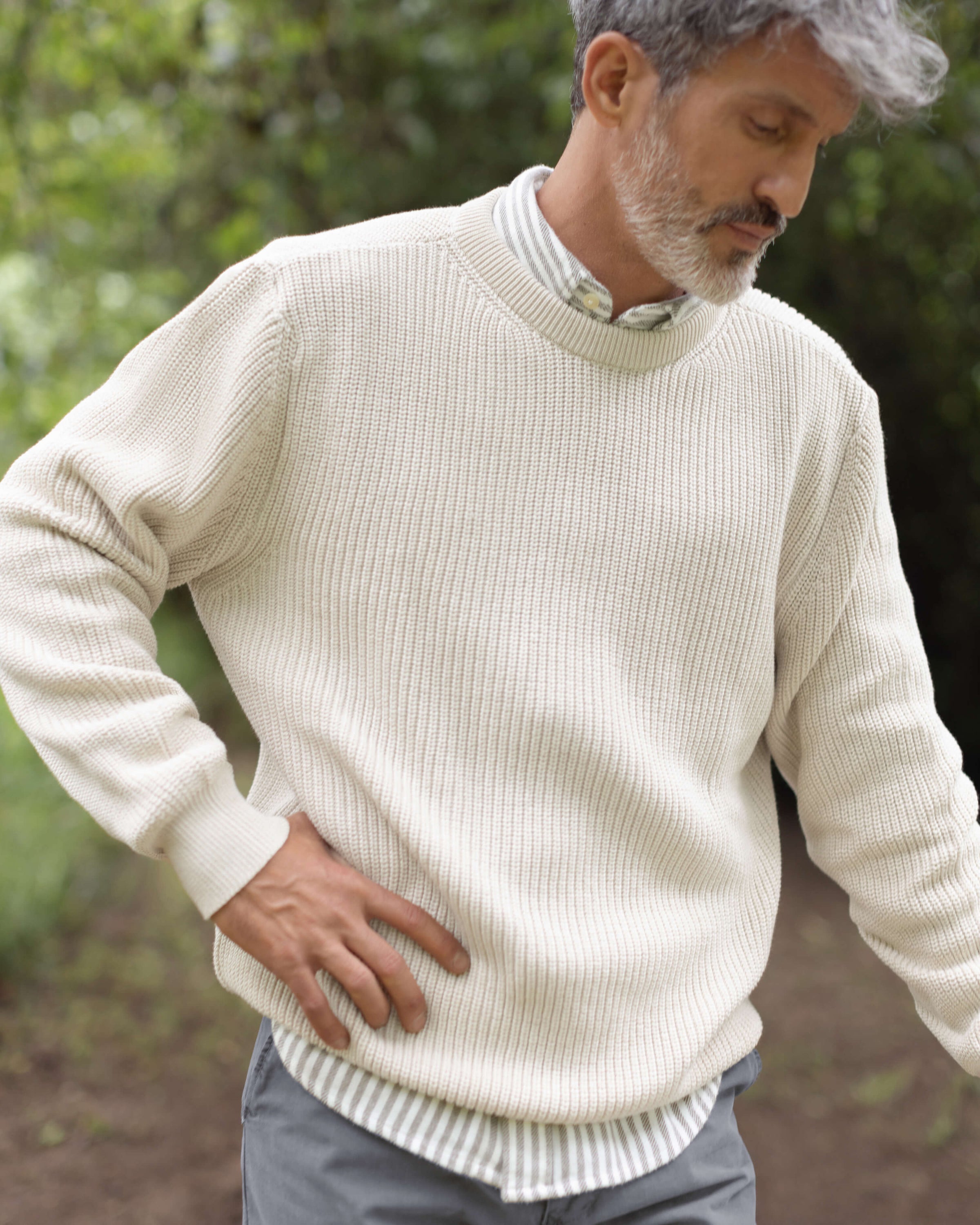 Bay Organic Cotton Chunky Knit Sweater / Cream Off White