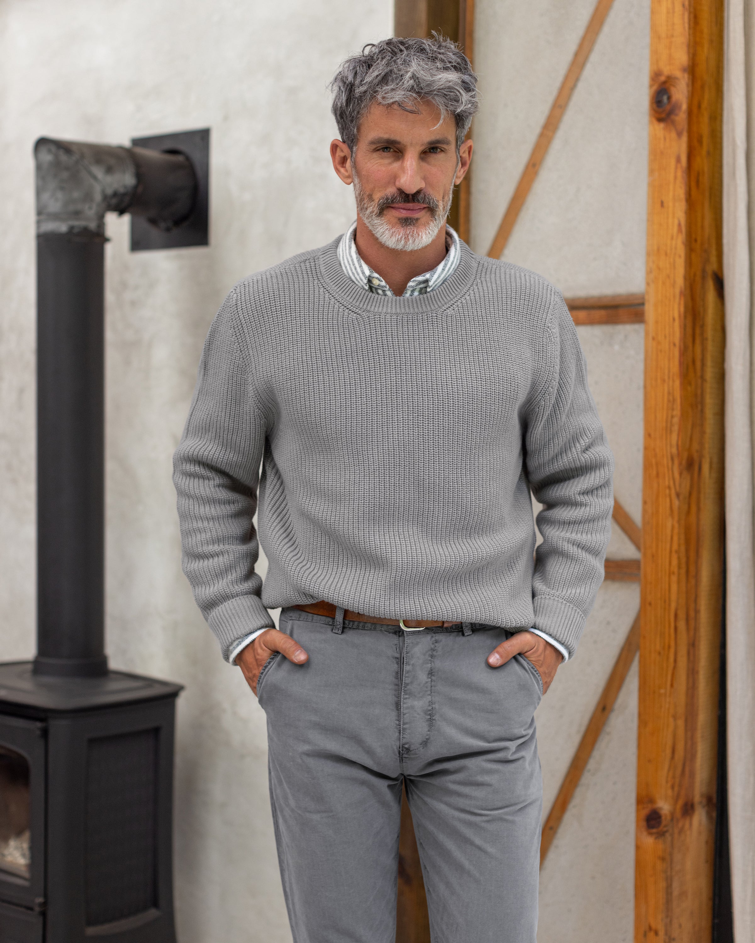 Bay Organic Cotton Chunky Knit Sweater / Faded Silver Steel